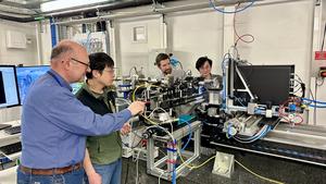 Leonid Dubrovinsky, Lianjie Man, Ilya Kupenko, Xiang Li at ESRF's ID15B beamline