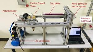 Test bench for pneumatic artificial muscle (PAM)-based actuator