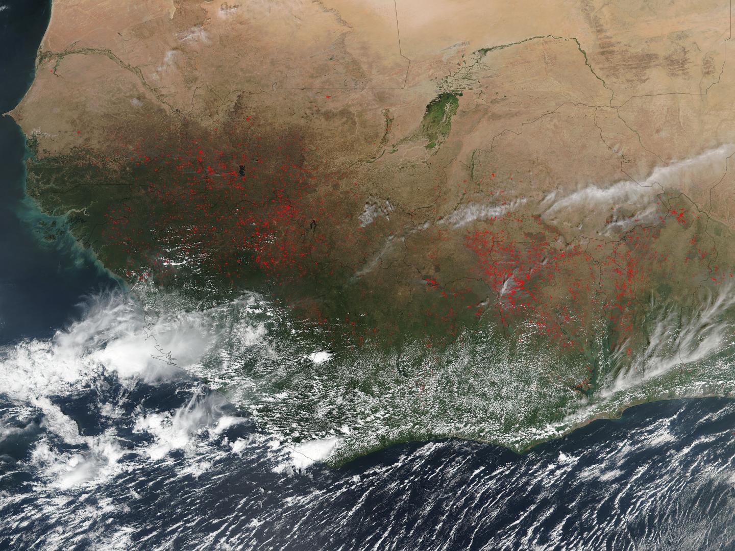 NASA Spots Agricultural Fires Lighting Up West Africa