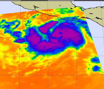 An Infrared NASA View of Tropical Storm Dora's Frigid Cloudtops