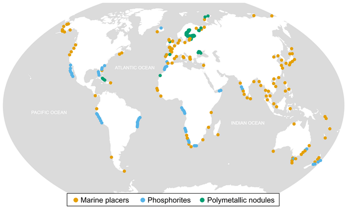 Overview of the currently known main marine mineral resources