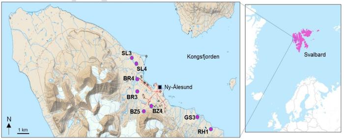 Map of Svalbard, High Arctic Samples