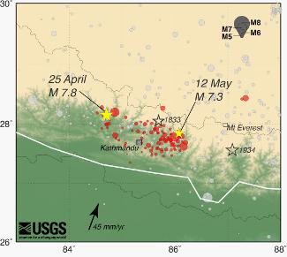USGS Map of Earthquake and Aftershocks