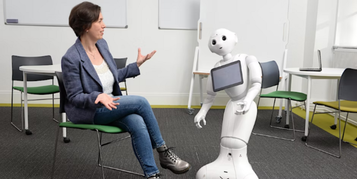 Professor Anikó Ekárt and ‘Pepper’ the robot