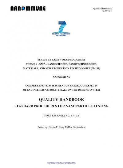 Title Page of the 'Quality Handbook'