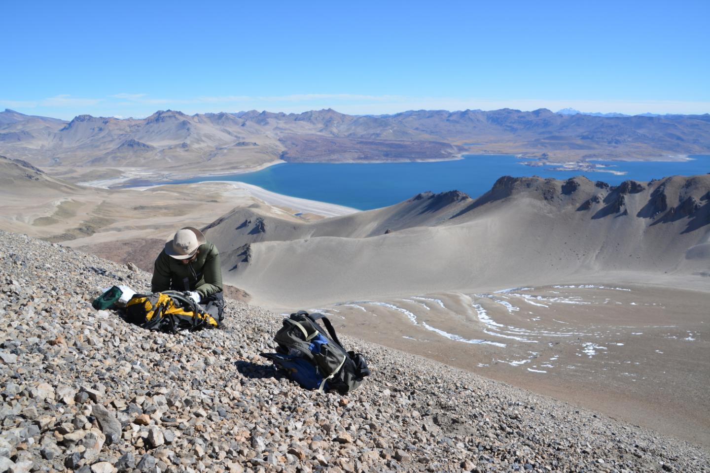 View Southwest across Laguna del Maule, Chile