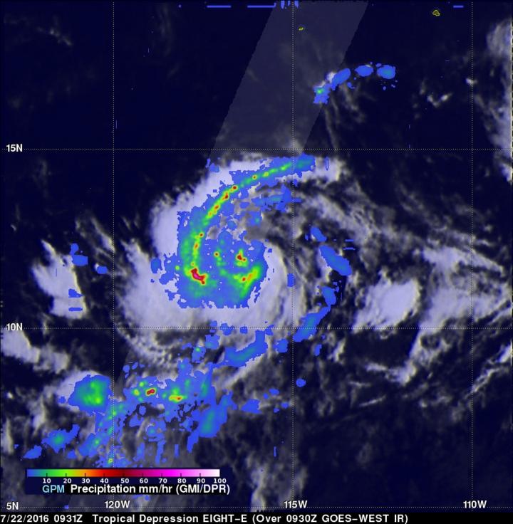 GPM Image Showing Rainfall Rate in Georgette