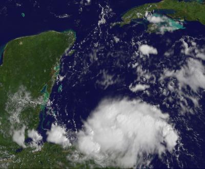 GOES-13 Captured Tropical Depression 8 at the Honduran Coastline