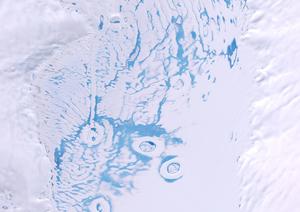 Pooled meltwater and slush on the Bach Ice Shelf, Antarctica