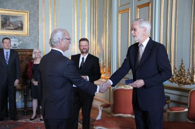 Compton Tucker Receives a Vega Medal from Carl XVI Gustaf, the King of Sweden