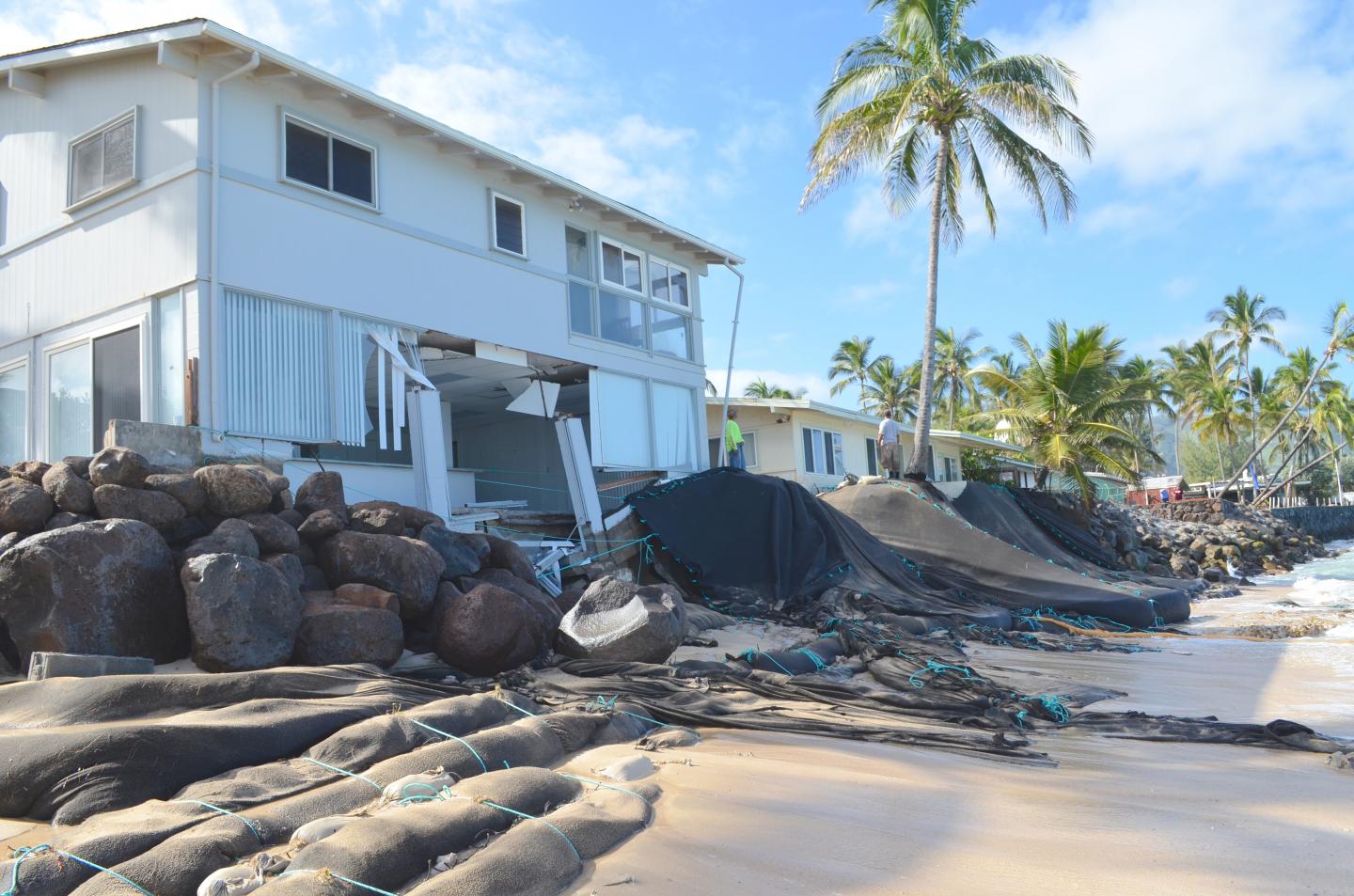 Shoreline Erosion Near Homes on Oahu