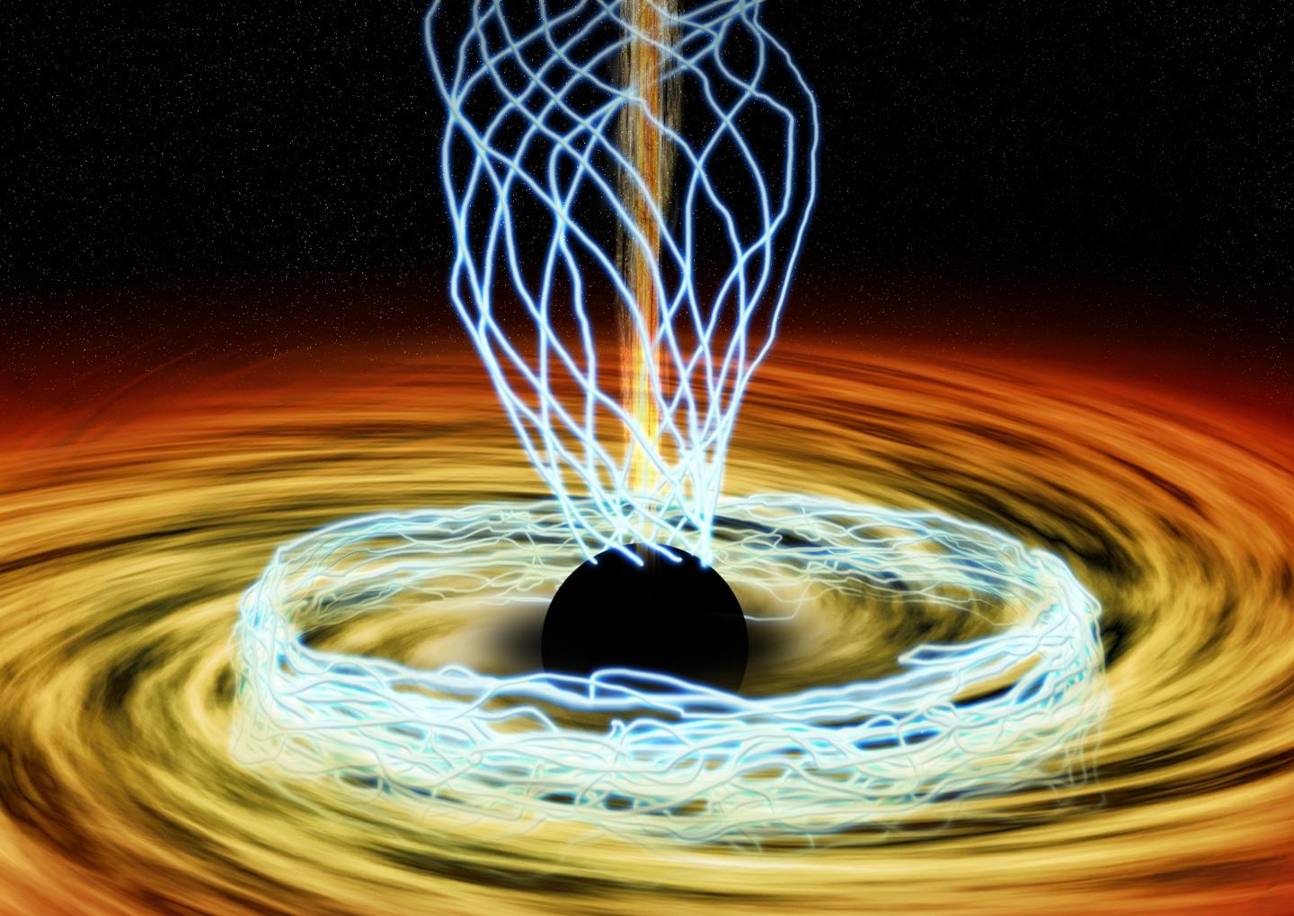Artist's Conception of Black Hole with Magnetic Fields