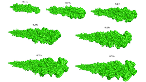 Large eddy simulation model representing the evolution of a cough jet