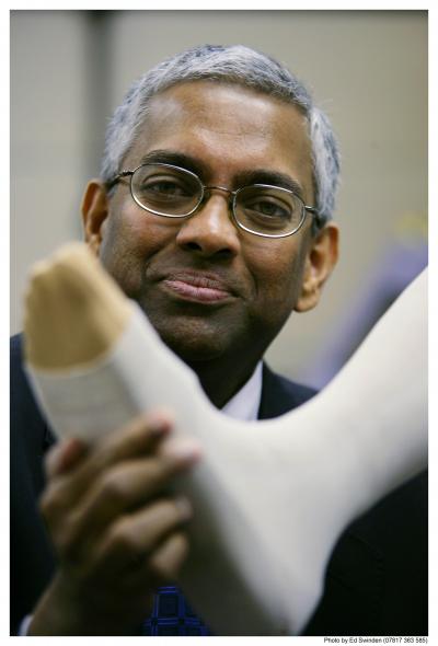 Professor Tilak Dias with Medical Stocking