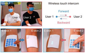 The e-skin can communicate with Bluetooth devices