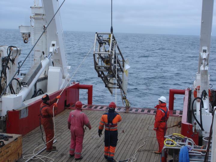 Launching Electromagnetic Surveying Equipment off Svalbard