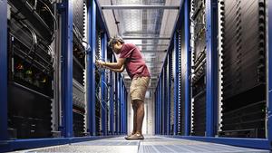 Person working in server room for machine learning at ISTA