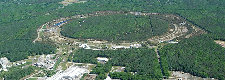 Aerial View of the Relativistic Heavy Ion Collider at Brookhaven National Laboratory