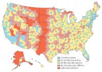 Figure 2 Median Distance to the Nearest Abortion Provider by County