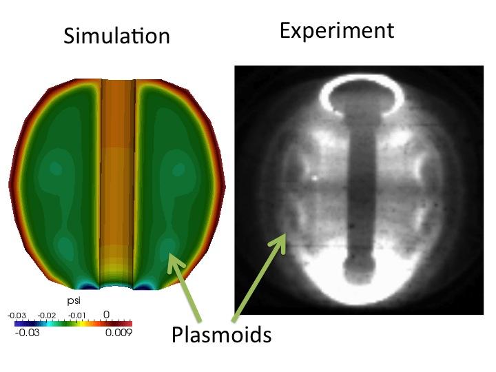 Plasmoid Formation in NSTX Simulation