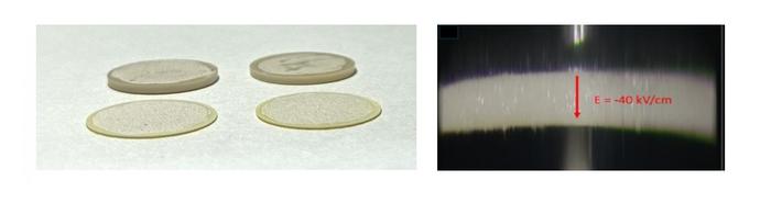 Piezoceramic discs and disc bending under an electric field