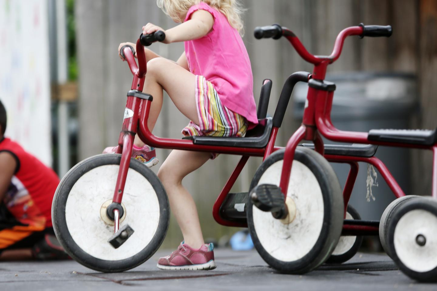 Preschoolers Playing outside at a Child Care Center
