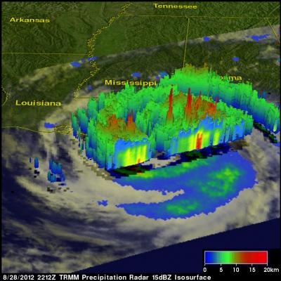 NASA 3-D Image of Tropical Storm Isaac's Rainfall