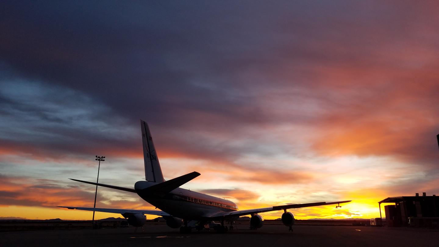The DC-8 at Sunset on ATom's Second Deployment in February, 2017