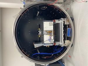 Pandora’s spacecraft bus inside a thermal-vacuum testing chamber