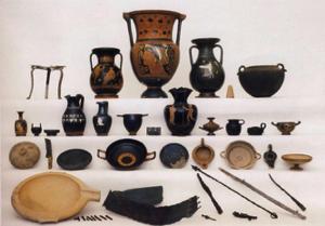 Greek Vases, Banquet Implements and Metal Weapons