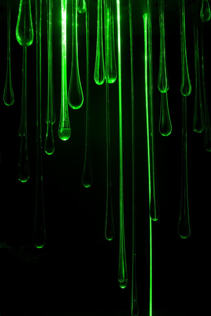 Green Drips Made of Glass and Diamond