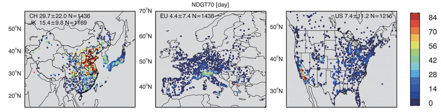 Ozone Pollution in China, Europe, Japan, Korea, and the United States