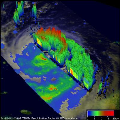 NASA 3-D View of Typhoon Sanba