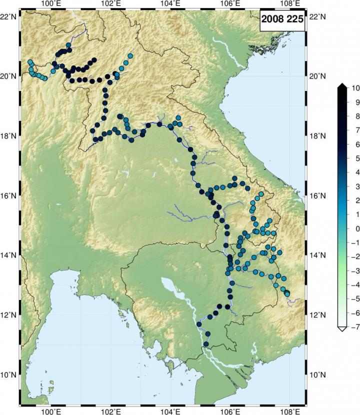 Map with Water Levels in the Mekong River System