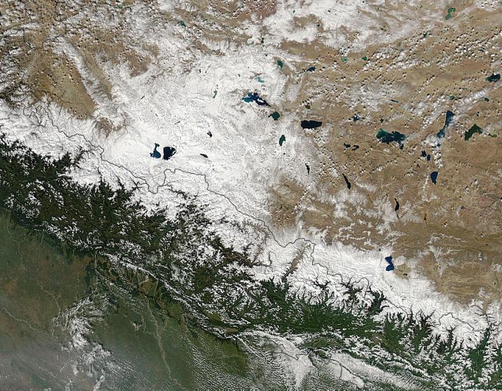 Aqua Image of Hudhud's Snows Over Nepal