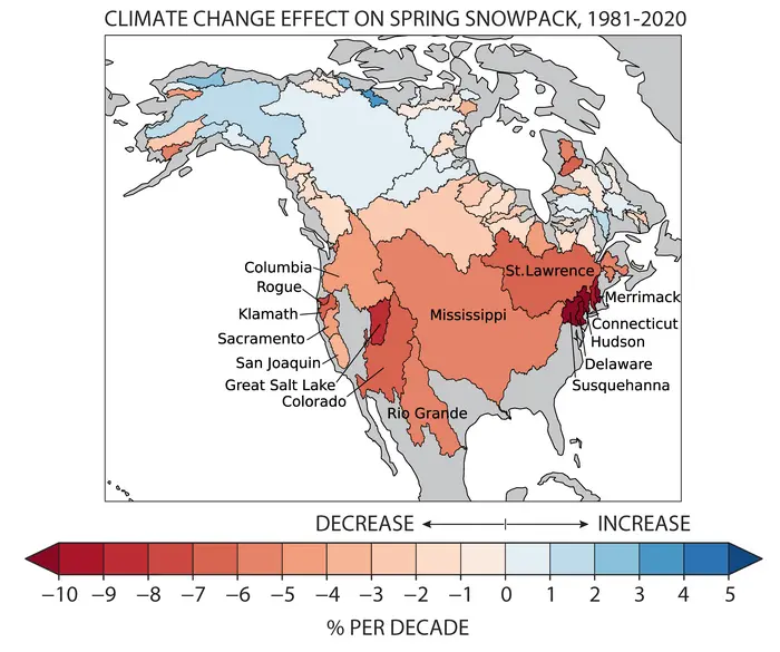 North American snowpack loss