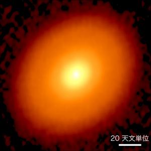 An image of the radio wave emission strength from the disk around DG Tauru