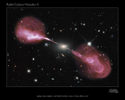 Jets from Supermassive Black Hole in the Core of the Elliptical Galaxy Hercules A