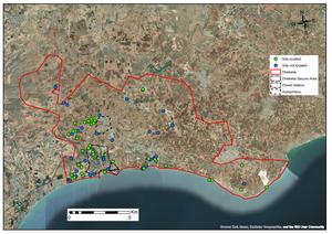 Location of sites visited by archaeologists from University of Leicester Archaeological Services