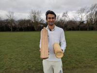 Co-author Dr Darshil Shah with bamboo cricket bat