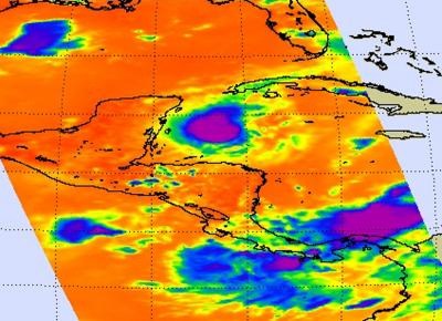 NASA Infrared June 1 Image of Strong T-storms in Agatha's Remnants