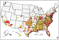 <I>Aedes albopictus</I> Mosquitoes in the US by County