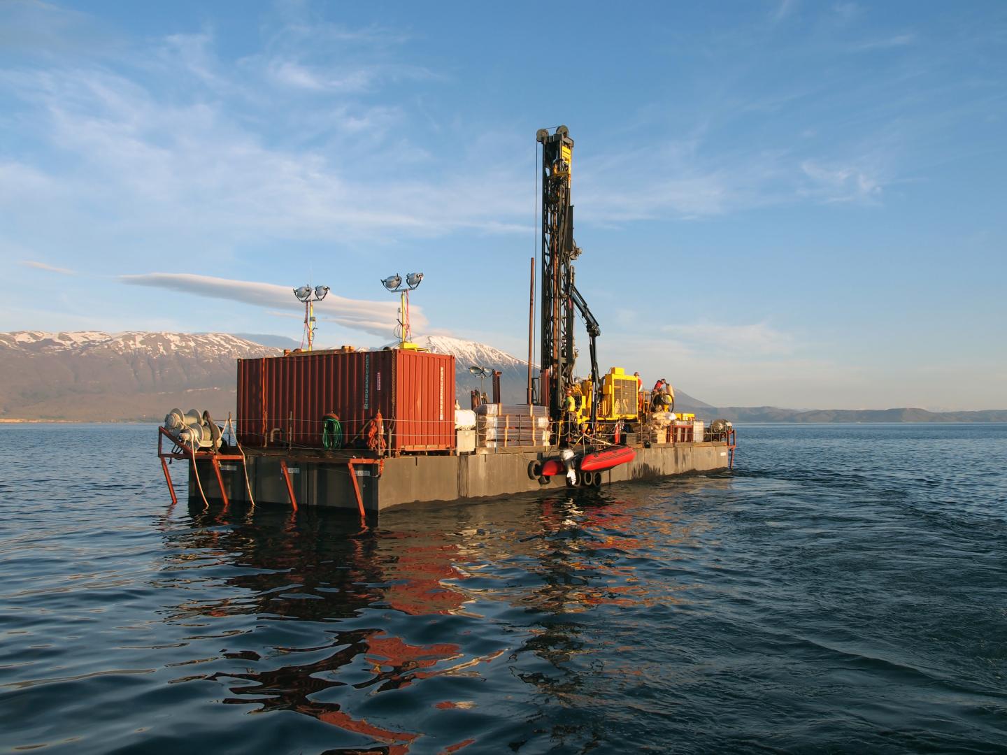 Drilling platform in Lake Ohrid