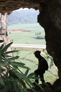 Facing out of Zhang Wang Cave across the alluvial plain