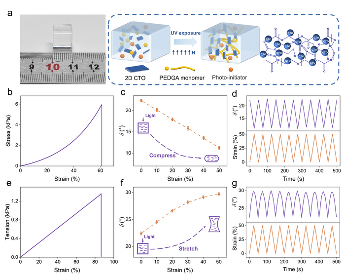 Fig. 3 Mechano-optical devices based on 2D CTO DUV hydrogel.