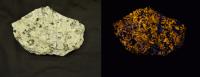 Hackmanite that Shows Luminescence But Does Not Have an Afterglow. Photo on the Right Has Been Taken