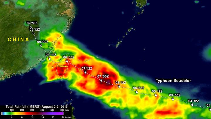GPM Image of Soudelor's Rainfall