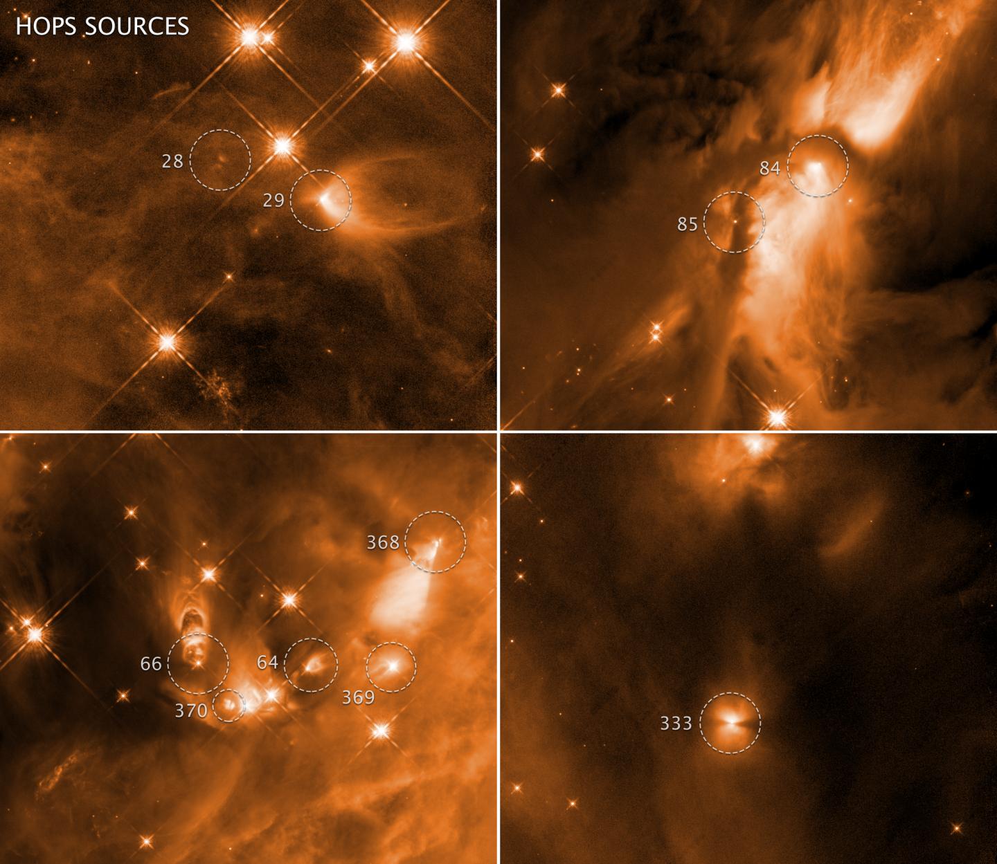 Four Images Reveal Chaotic Birth of Stars in Orion