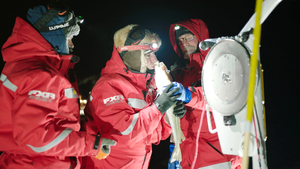 Long-line fishing from the ice - fish kiss