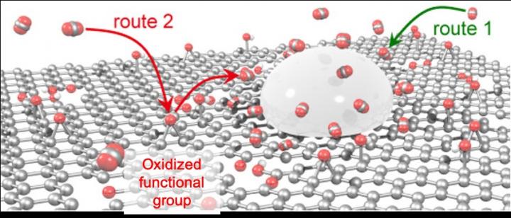 Figure 2. Conceptual scheme of CO<sub>2</sub> adsorption onto the Sn/rGO catalyst.